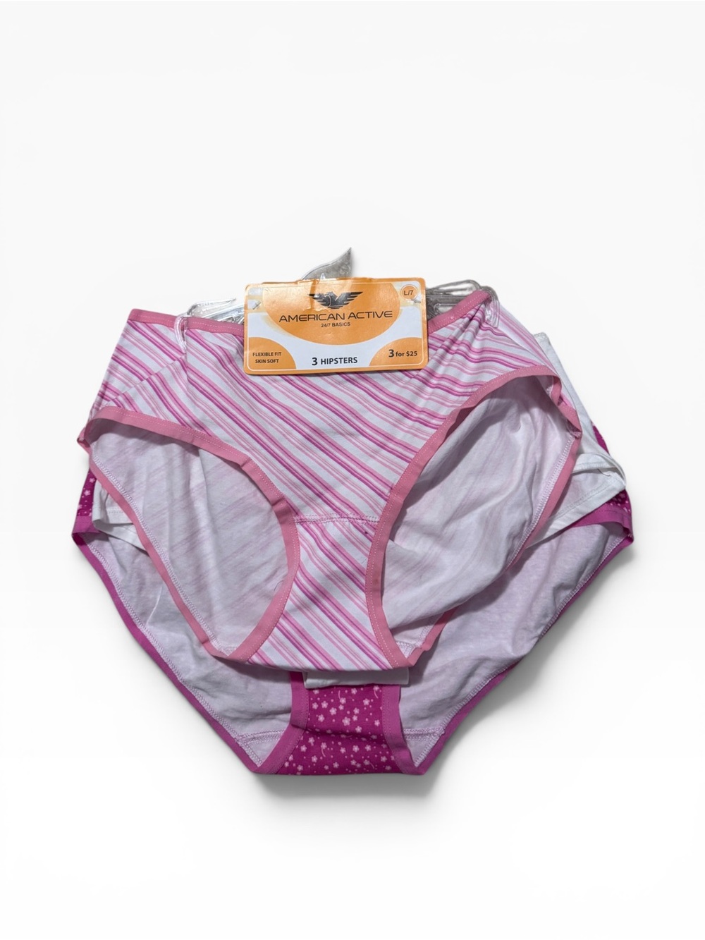 American Active Hipsters 3‑Pack NWT | 100% Cotton Underwear | Size 7 / Large